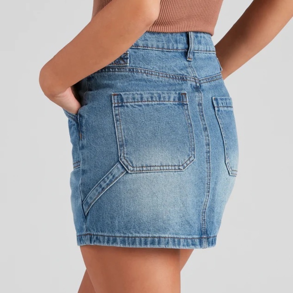 Nature Los Angeles 100% Cotton High-Rise Dark Denim Jean Skirt Women’s Small - Picture 8 of 15